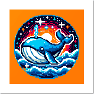 Whale pixel art Posters and Art